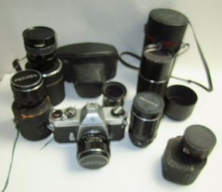 Vintage Pentax Sportmatic Sp2 Camera & 5 Lenses For Restoration