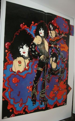 Auth.  Vintage 1978 Set of 4 KISS Solo Poster Inserts to make Mural Aucoin era 3