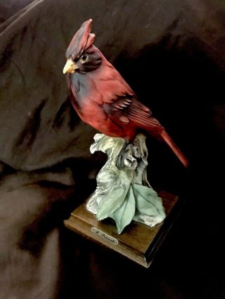 Vintage Cardinal Red Bird Figurine 1982 R Pennati Signed Florence Italy
