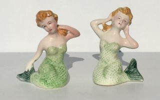 Vintage Rare Relco Set Of Mermaid Ceramic Salt & Pepper Shakers Japan