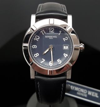 Raymond Weil W1 Date Black/blue 30mm Ladies Swiss Watch 3030 Old Stock