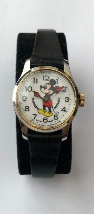 Vintage Bradley Mickey Mouse Watch Swiss Made 37 Pz Walt Disney Production