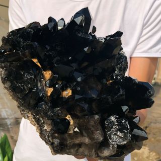 9.  08lb Natural Black Quartz Crystal Cluster Mineral Specimen Rare 784