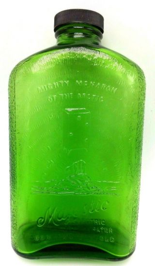 Vintage Majestic Electric Refrigerator Green Glass Water Bottle - Hemingray 27
