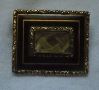 Victorian 10 Kt Gold Marriage Or Mourning Pin With Lock Of Hair Enclosed