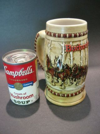 Vintage 1981 2nd Budweiser Beer Holiday Christmas Stein Mug Snowy Woodlands CS50 8