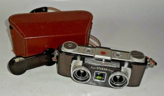 Vintage 1958 Kodak 35mm Stereo Camera W/ Case Metal Bakelite Body