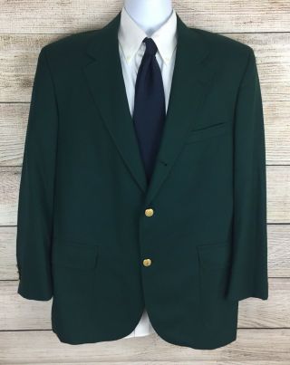 Vtg Usa Brooks Brothers Mens 3/2 Roll Masters Kelly Green Gold Button Blazer 42r
