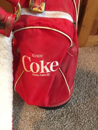 RARE Vintage Miller Coca Cola Coke Golf Bag Red w/ Cover 4