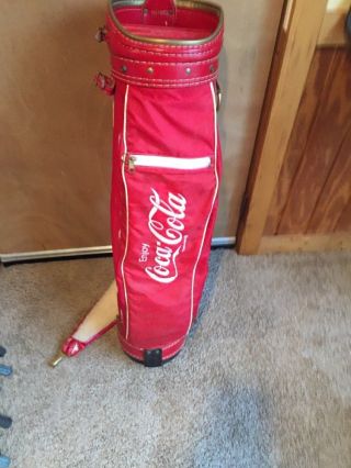 RARE Vintage Miller Coca Cola Coke Golf Bag Red w/ Cover 7