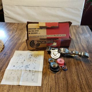 Vtg Dymo Mite M - 2 Tapewriter,  Labeler,  Embossing Tool And Parts Sheet