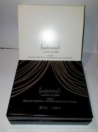 Vintage Lucien Lelong Indiscret Refillable Purse Perfume With Pouch And Box