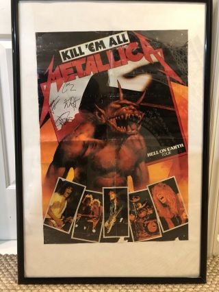 Rare Autographed Metallica 1983 Hell On Earth Tour Poster Signed By Band Members