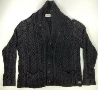 Vtg Denim Supply Ralph Lauren Mens 2xl Heavy Cable Knit Shawl Cardigan Sweater