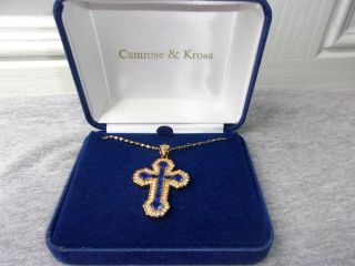 Camrose & Kross Jbk Jackie Kennedy Gold Tone Cross Necklace July 11,  1961 W/box