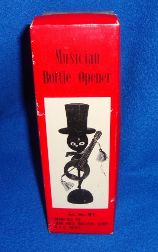 Vintage Black Americana John Hull Cutlers Musical Bottle Opener