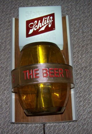 Vintage Schlitz Beer Rotating Barrel Motion Sign By Everbrite