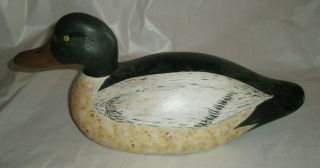 Vintage Antique Solid Wood Duck Decoy Painted Glass Eye