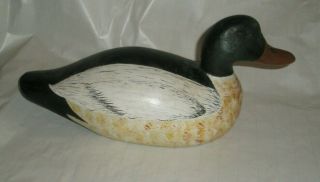 Vintage Antique Solid Wood Duck Decoy Painted Glass Eye 2