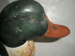 Vintage Antique Solid Wood Duck Decoy Painted Glass Eye 7