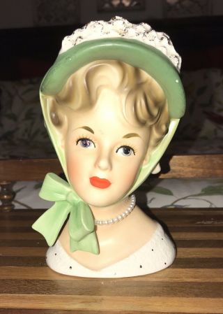Vintage Bonnet Lady,  1950’s Brinns Tv - 726,  Head Vase ;