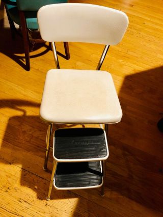 Vintage Cosco Step Stool / Seat / Rare White On White -