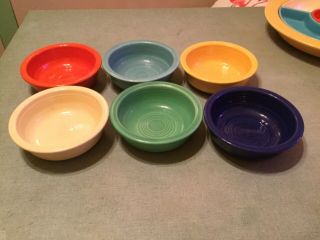 Vintage Fiesta Red,  Yellow,  Ivory,  Green,  Cobalt/turquoise 4 3/4 Inch Fruit Bowls