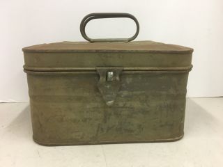 Vintage Antique Tin Metal Soldered Lunch Box Pail Primitive Black Diamond