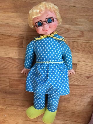 1967 Vintage Mrs Beasley Doll With Apron,  Collar & Glasses - No Talking