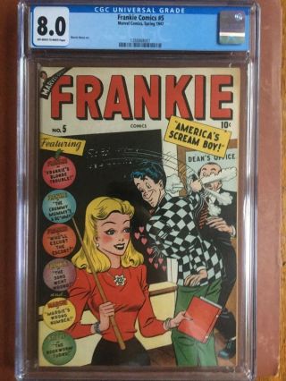 Frankie Comics 5 Cgc 8.  0 Ow/w Gga Headlights Rare Early Marvel Sweet
