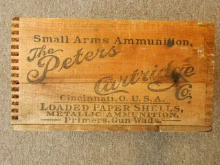 Vintage Peters Cartridge 20 Ga.  Loaded Shells Wood Crate Dovetail 14 " X 8 " X 8 "
