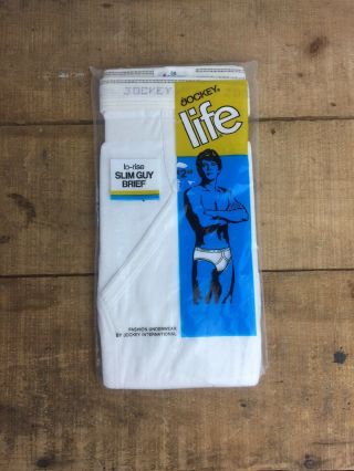 Vintage Jockey Life Lo Rise Slim Guy Brief Underwear White 36 Nos Y Front