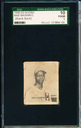 1949 50 Acebo Max Manning Hof Negro League Rare Vhtf Toleteros - Like Sgc 10 - Psa