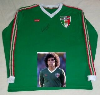 Rare Hugo Sanchez Signed Autographed 1978 Wc Mexico Retro Ho Jersey Proof Legend