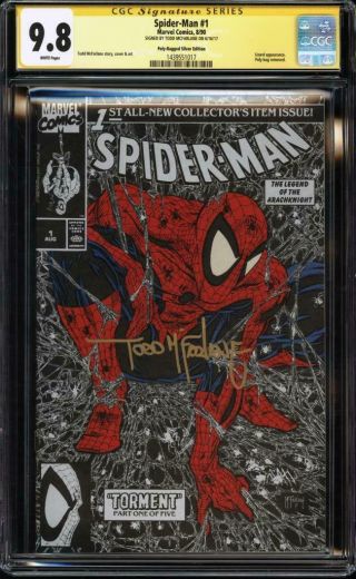 Spider - Man 1 Cgc 9.  8 Rare Silver Poly Bagged Variant Signed By Todd Mcfarlane