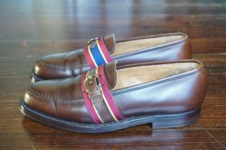 Rare | Crockett & Jones 7.  5 D Brown Leather Grosgrain Ribbon Penny Loafer Brown