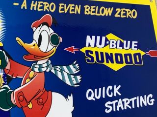 Vintage Nu - Blue Sunoco Gasoline Metal Sign 12 " X 8 " Advertising Gas Station Oil