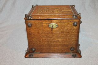 Early Rare Handcarved Habana Cigar Box - Humidor With Key