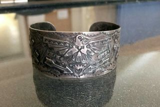 Rare Old Fred Harvey Era Navajo Sterling Thunderbird Horse Dog Bracelet