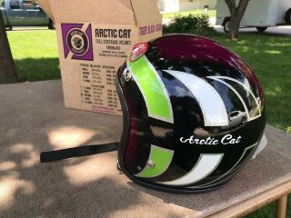 Vintage Nos Arctic Cat Metal Flake Snowmobile Helmet W/ Strap & Custom Design