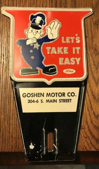 Vintage Ford Goshen Motor Co License Plate Topper