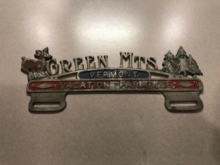 Vintage Vermont License Plate Topper Green Mountains Moose Vacation Paradise