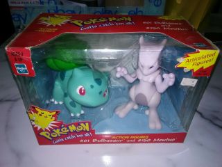 Rare Hasbro 1999 Nintendo Pokemon 01 Bulbasaur & 150 Mewtwo Action Figures