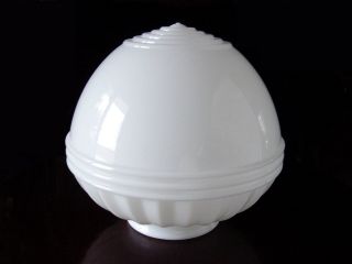 Vintage White Art Deco Rib Glass Acorn Pendant Ceiling Light Fixture Shade Globe