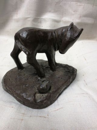 Vintage Carl Hoselton Unique Bronze Figurine Of A Pony & Mouse Signed