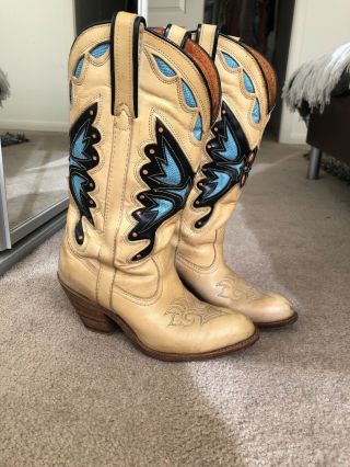 Iconic Miss Capezio Butterfly Boots Size 8m Vintage Western Cowboy Boots