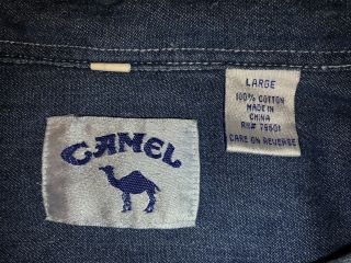 Vintage 80s JOE CAMEL Cigarettes DENIM BLUE Mens XL Jazz Sax Saxaphone Smoke 5