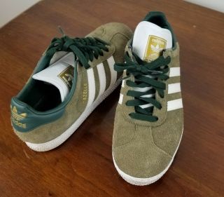 Vintage Mens Adidas Gazelle Fashion Sneakers Sz 8.  5 Green Suede Hipster