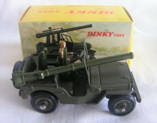 Htf Vintage 1967 - 1974 French Dinky Toys 829 Willys Jeep With 106mm Gun Nmib