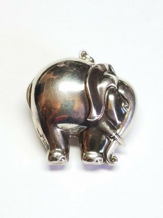 Vintage 1976 Rm Trush Sterling Silver Puffy Elephant Ornament Pendant Charm